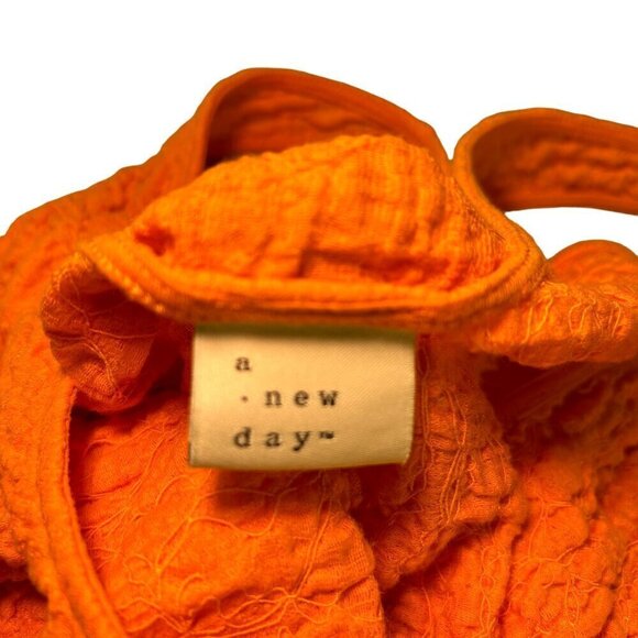 A New Day Orange Yellow Textured Puckered Tank Top Size L - Picture 4 of 7